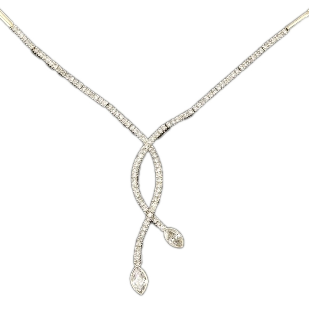 14k Gold Diamond Necklace Marquise 2.42 tcw